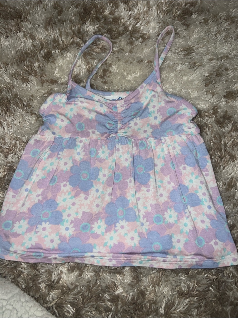 Toddler Girls Pastel Floral Tank Top in Lavender & Pink